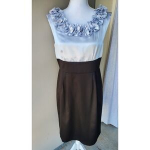 Sophia Christina Dress Womens 10 Black Silver Ruffle Elegant Party Cocktail NWT